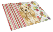 Load image into Gallery viewer, Buff Cocker Spaniel Vegetables Glass Cutting Board