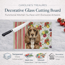 Load image into Gallery viewer, Chocolate Cocker Spaniel Vegetables Glass Cutting Board