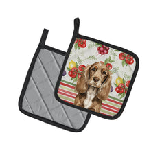 Load image into Gallery viewer, Chocolate Cocker Spaniel Vegetables Pair of Pot Holders