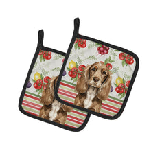 Load image into Gallery viewer, Chocolate Cocker Spaniel Vegetables Pair of Pot Holders