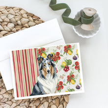 Load image into Gallery viewer, Blue Merle Collie Vegetables Greeting Cards Pack of 8