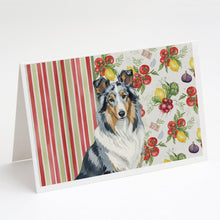 Load image into Gallery viewer, Blue Merle Collie Vegetables Greeting Cards Pack of 8