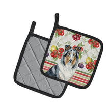 Load image into Gallery viewer, Blue Merle Collie Vegetables Pair of Pot Holders