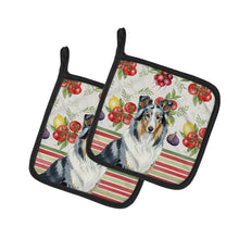 Load image into Gallery viewer, Blue Merle Collie Vegetables Pair of Pot Holders
