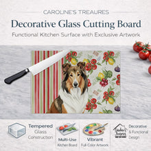 Load image into Gallery viewer, Sable Collie Vegetables Glass Cutting Board