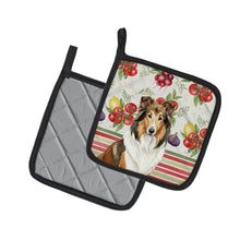Load image into Gallery viewer, Sable Collie Vegetables Pair of Pot Holders