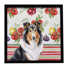Load image into Gallery viewer, Tricolor Collie Vegetables Framed Metal Print