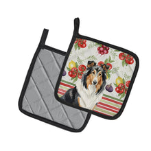 Load image into Gallery viewer, Tricolor Collie Vegetables Pair of Pot Holders
