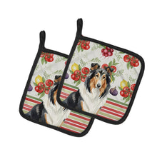 Load image into Gallery viewer, Tricolor Collie Vegetables Pair of Pot Holders