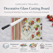 Load image into Gallery viewer, White Collie Vegetables Glass Cutting Board