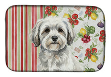 Load image into Gallery viewer, White with Gray Coton de Tulear Vegetables Dish Drying Mat