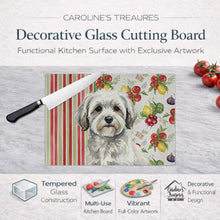 Load image into Gallery viewer, White with Gray Coton de Tulear Vegetables Glass Cutting Board