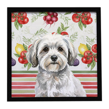 Load image into Gallery viewer, White with Gray Coton de Tulear Vegetables Framed Metal Print
