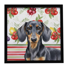 Load image into Gallery viewer, Black and Tan Dachshund Vegetables Framed Metal Print