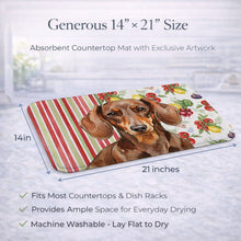 Load image into Gallery viewer, Chocolate and Tan Dachshund Vegetables Dish Drying Mat