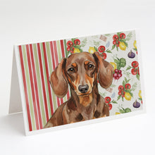 Load image into Gallery viewer, Chocolate and Tan Dachshund Vegetables Greeting Cards Pack of 8