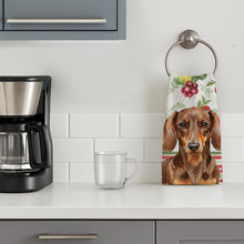Load image into Gallery viewer, Chocolate and Tan Dachshund Vegetables Kitchen Towel