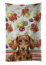 Load image into Gallery viewer, Chocolate and Tan Dachshund Vegetables Kitchen Towel