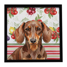 Load image into Gallery viewer, Chocolate and Tan Dachshund Vegetables Framed Metal Print