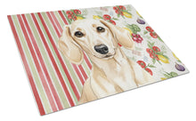 Load image into Gallery viewer, Cream Dachshund Vegetables Glass Cutting Board