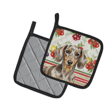 Load image into Gallery viewer, Dapple Dachshund Vegetables Pair of Pot Holders