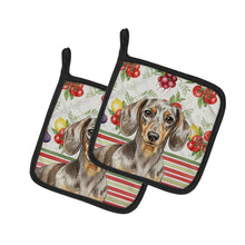 Load image into Gallery viewer, Dapple Dachshund Vegetables Pair of Pot Holders