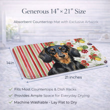 Load image into Gallery viewer, Longhaired Black and Tan Dachshund Vegetables Dish Drying Mat
