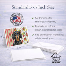 Load image into Gallery viewer, Longhaired Black and Tan Dachshund Vegetables Greeting Cards Pack of 8