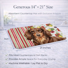 Load image into Gallery viewer, Longhaired Chocolate and Tan Dachshund Vegetables Dish Drying Mat