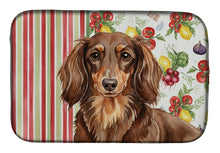 Load image into Gallery viewer, Longhaired Chocolate and Tan Dachshund Vegetables Dish Drying Mat