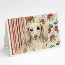 Load image into Gallery viewer, Longhaired Cream Dachshund Vegetables Greeting Cards Pack of 8