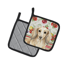 Load image into Gallery viewer, Longhaired Cream Dachshund Vegetables Pair of Pot Holders