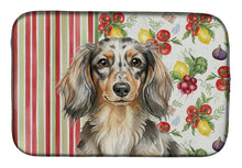 Load image into Gallery viewer, Longhaired Dapple Dachshund Vegetables Dish Drying Mat
