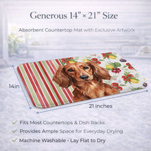 Load image into Gallery viewer, Longhaired Red Dachshund Vegetables Dish Drying Mat