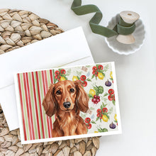 Load image into Gallery viewer, Longhaired Red Dachshund Vegetables Greeting Cards Pack of 8