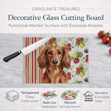 Load image into Gallery viewer, Longhaired Red Dachshund Vegetables Glass Cutting Board