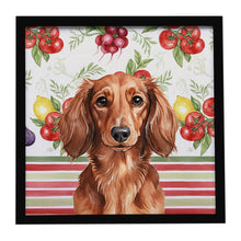 Load image into Gallery viewer, Longhaired Red Dachshund Vegetables Framed Metal Print