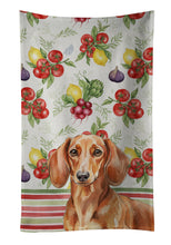 Load image into Gallery viewer, Red Brown Dachshund Vegetables Kitchen Towel