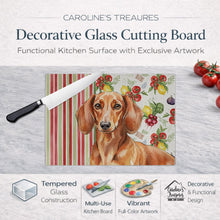 Load image into Gallery viewer, Red Brown Dachshund Vegetables Glass Cutting Board