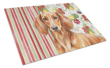 Load image into Gallery viewer, Red Brown Dachshund Vegetables Glass Cutting Board