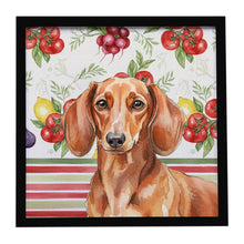 Load image into Gallery viewer, Red Brown Dachshund Vegetables Framed Metal Print