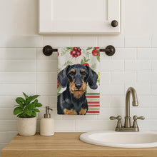 Load image into Gallery viewer, Wirehaired Black and Tan Dachshund Vegetables Kitchen Towel