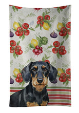 Load image into Gallery viewer, Wirehaired Black and Tan Dachshund Vegetables Kitchen Towel