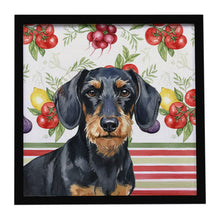 Load image into Gallery viewer, Wirehaired Black and Tan Dachshund Vegetables Framed Metal Print