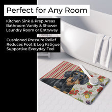 Load image into Gallery viewer, Wirehaired Black and Tan Dachshund Vegetables Memory Foam Kitchen Mat