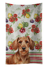 Load image into Gallery viewer, Wirehaired Red Dachshund Vegetables Kitchen Towel