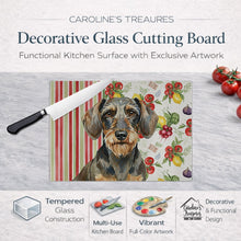 Load image into Gallery viewer, Wirehaired Wild Boar Dachshund Vegetables Glass Cutting Board
