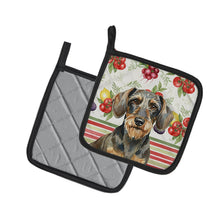 Load image into Gallery viewer, Wirehaired Wild Boar Dachshund Vegetables Pair of Pot Holders