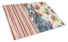 Load image into Gallery viewer, Blue Doberman Pinscher Vegetables Glass Cutting Board