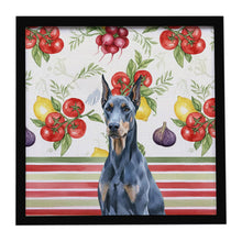 Load image into Gallery viewer, Blue Doberman Pinscher Vegetables Framed Metal Print